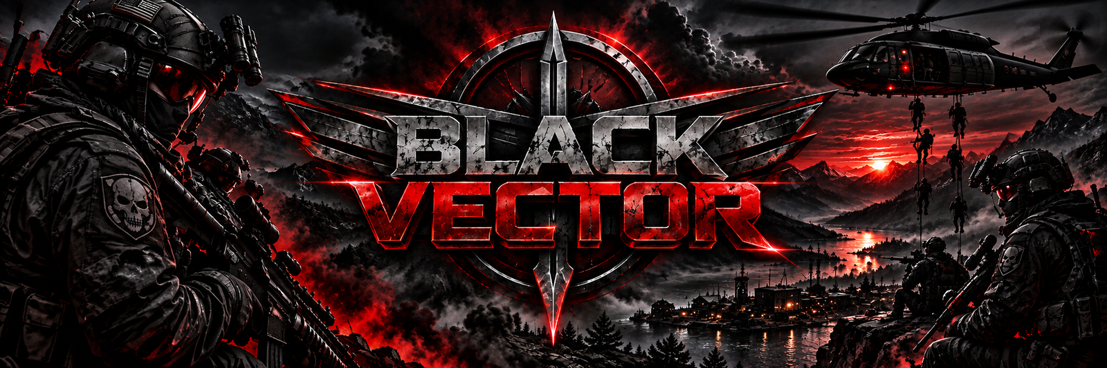 BLACK VECTOR BV military clan banner